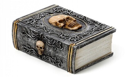 Doos in boekvorm met schedel