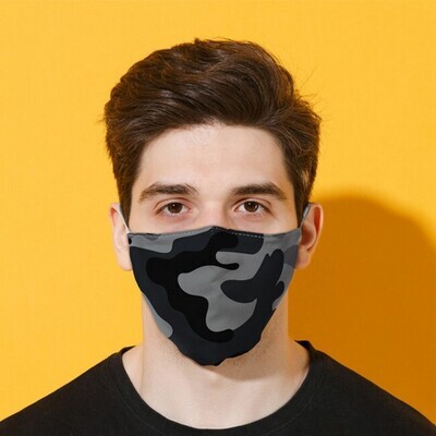 Zwart en grijs camouflage neus en mondmasker