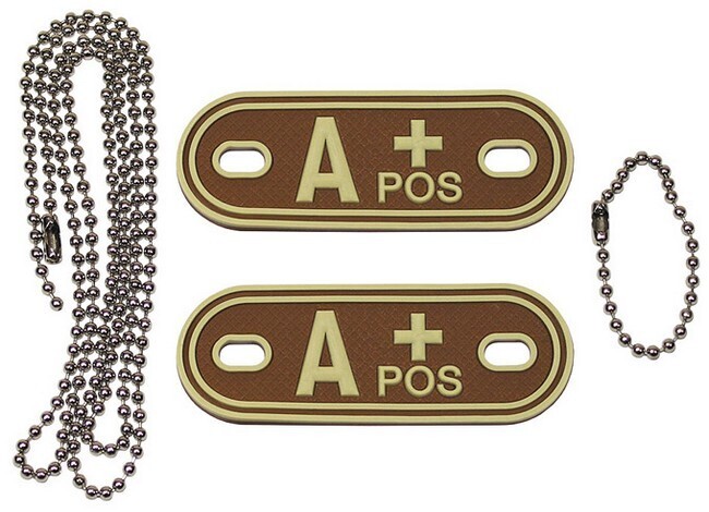 Bloedgroep met ketting, woestijn, "A POS" 3D