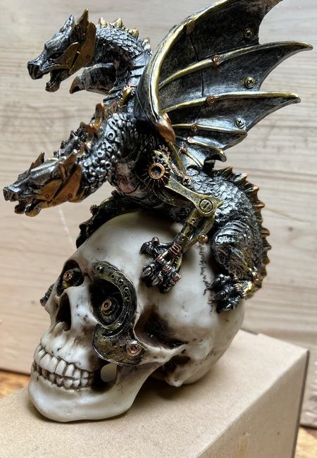 Schedel met 3 koppige draak