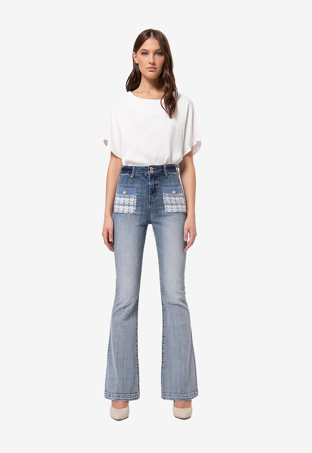 BROEK VAN FRACOMINA FR24WVA009D40903 S73 DARKBLEACHED