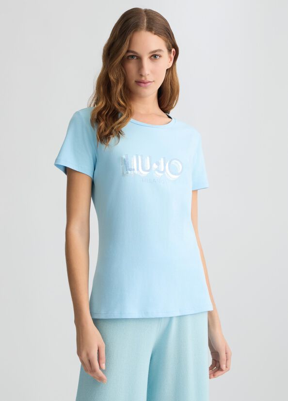T-SHIRT VAN LIU JO TA5214-JS003 M9123 CRYSTAL BLUE LIUJO