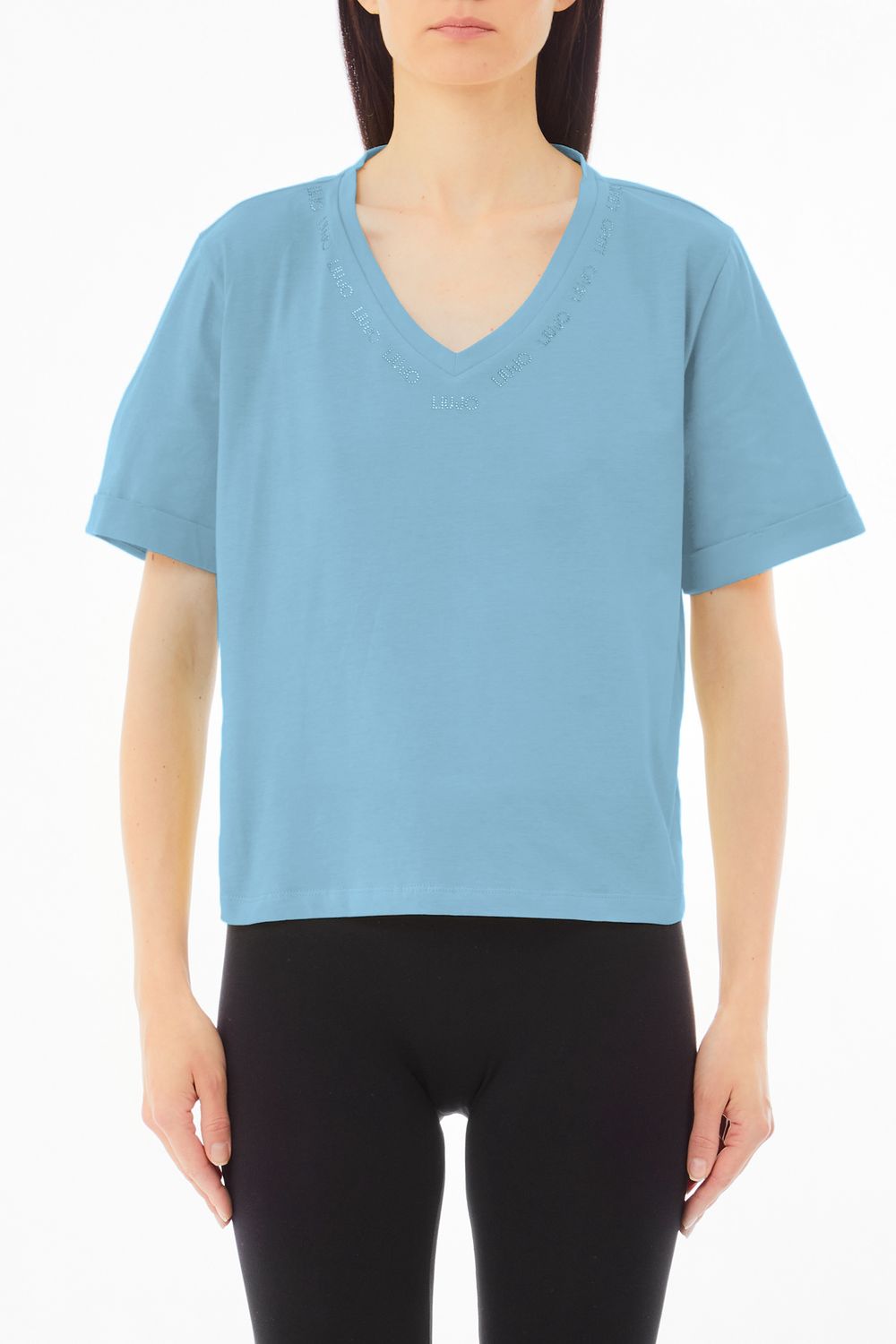 T-SHIRT VAN LIU JO TA5175-JS923 M9490 CRYST.BLU/LIUJO NECK