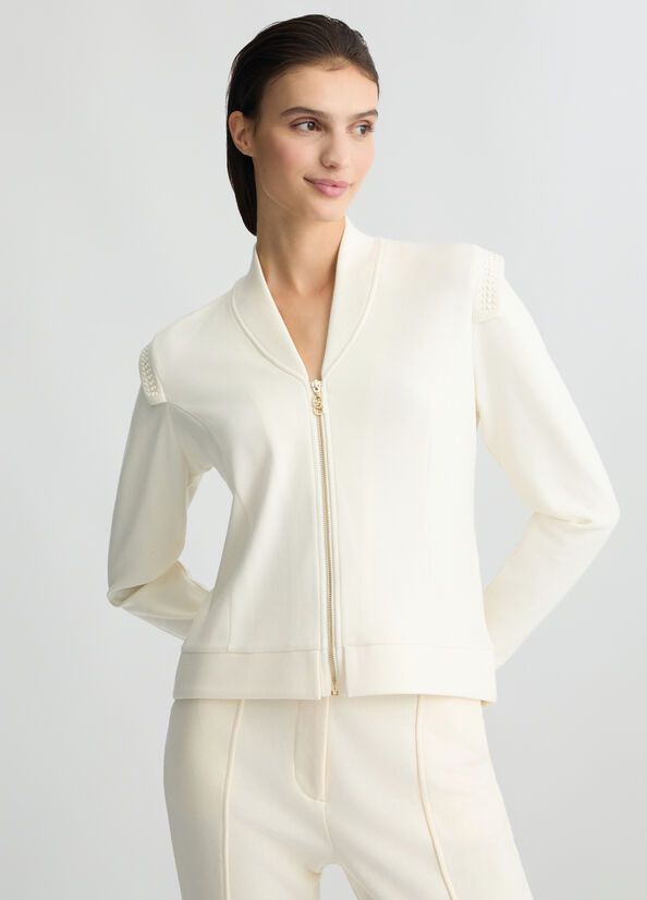 GILET VAN LIU JO TA5251-JS182 M9223 WHITE MILK/STRASS