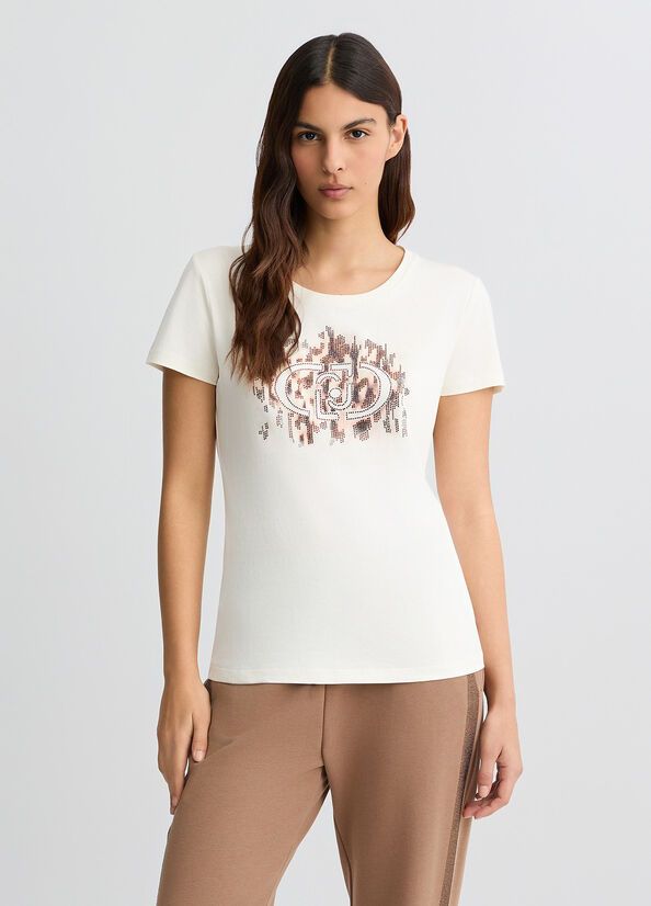 T-SHIRT VAN LIU JO TA5173-JS003 M9514 WH.MILK/MACULA MORO
