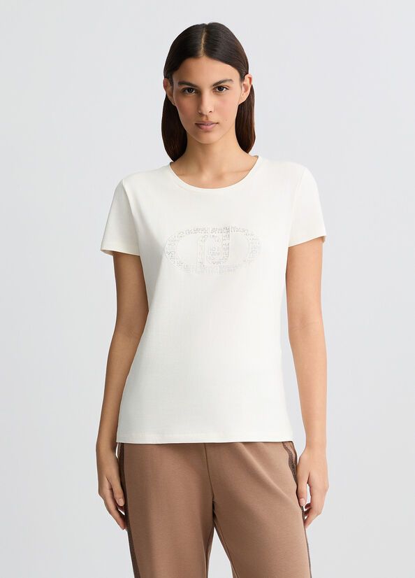 T-SHIRT VAN LIU JO TA5173-JS003 M9294 WHITE MILK/MONOGRAM