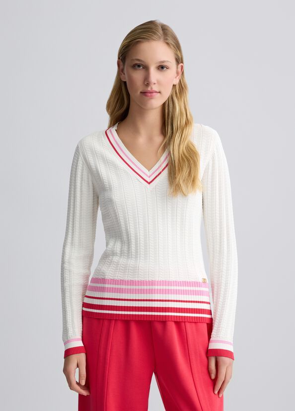 PULL VAN LIU JO TA5087-MS36L C3596 WH.MILK/RED L/CANDY