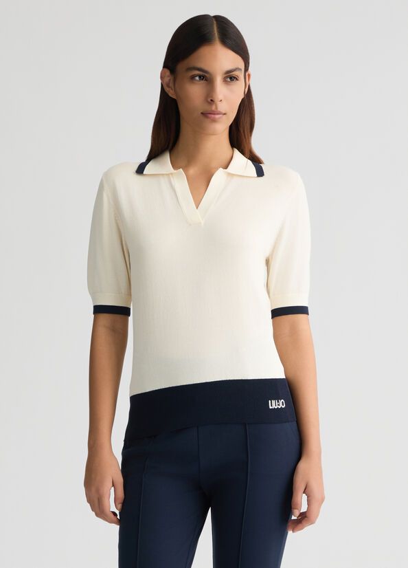 POLO VAN LIU JO TA5093-MS022 C3594 WHITE MILK/NUIT NOIR