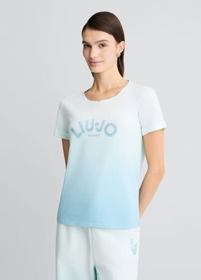 T-SHIRT VAN LIU JO TA5267-JS923 M9112 CRYSTAL BLUE/STRASS