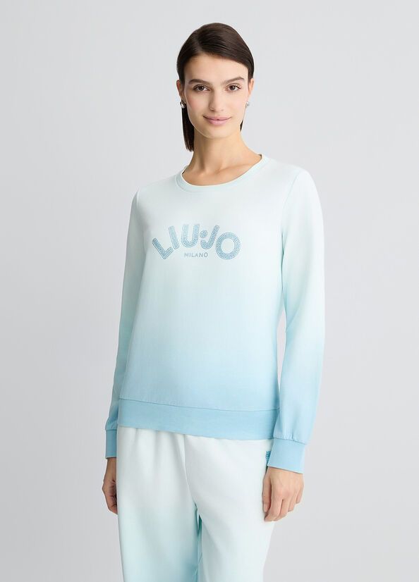 SWEATER VAN LIU JO TA5114-FS090 M9112 CRYSTAL BLUE/STRASS