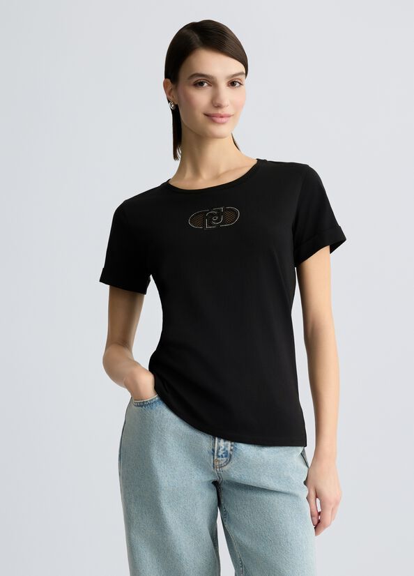 T-SHIRT VAN LIU JO TA5180-JS923 M9308 NERO/LJ HOLED
