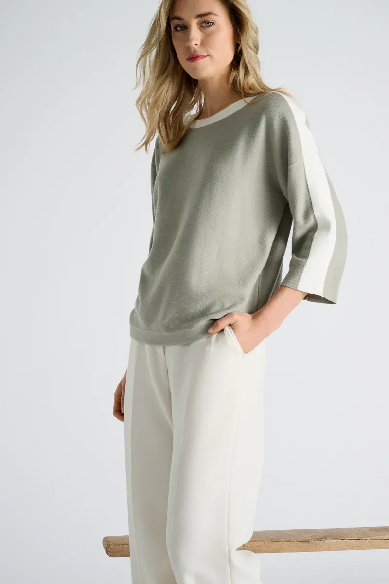 PULL VAN MARIE MERO PU30/OLI+CRE OLIJF/CREME