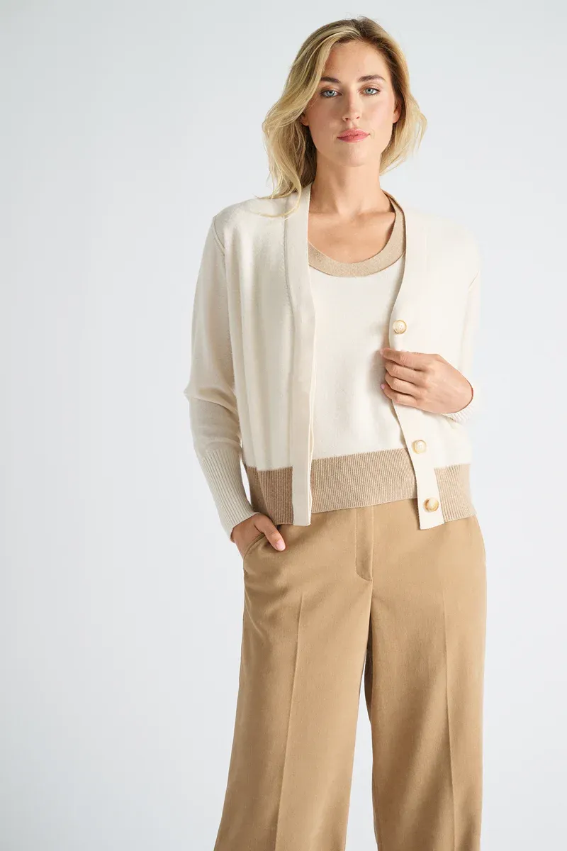 CARDIGAN VAN MARIE MERO CA50/IVO+WAL IVOOR/WALNUT