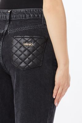 BROEK VAN LIU JO UF5019-D4927 87456 DEN.BLACK QUILT DET