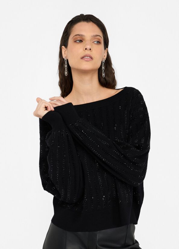 PULL VAN LIU JO CF5271-MA96E M9798 NERO/ROWS STRASS