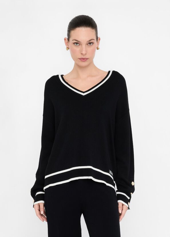PULL VAN LIU JO TF5229-MS59L 03N66 NERO/BIANCO LATTE