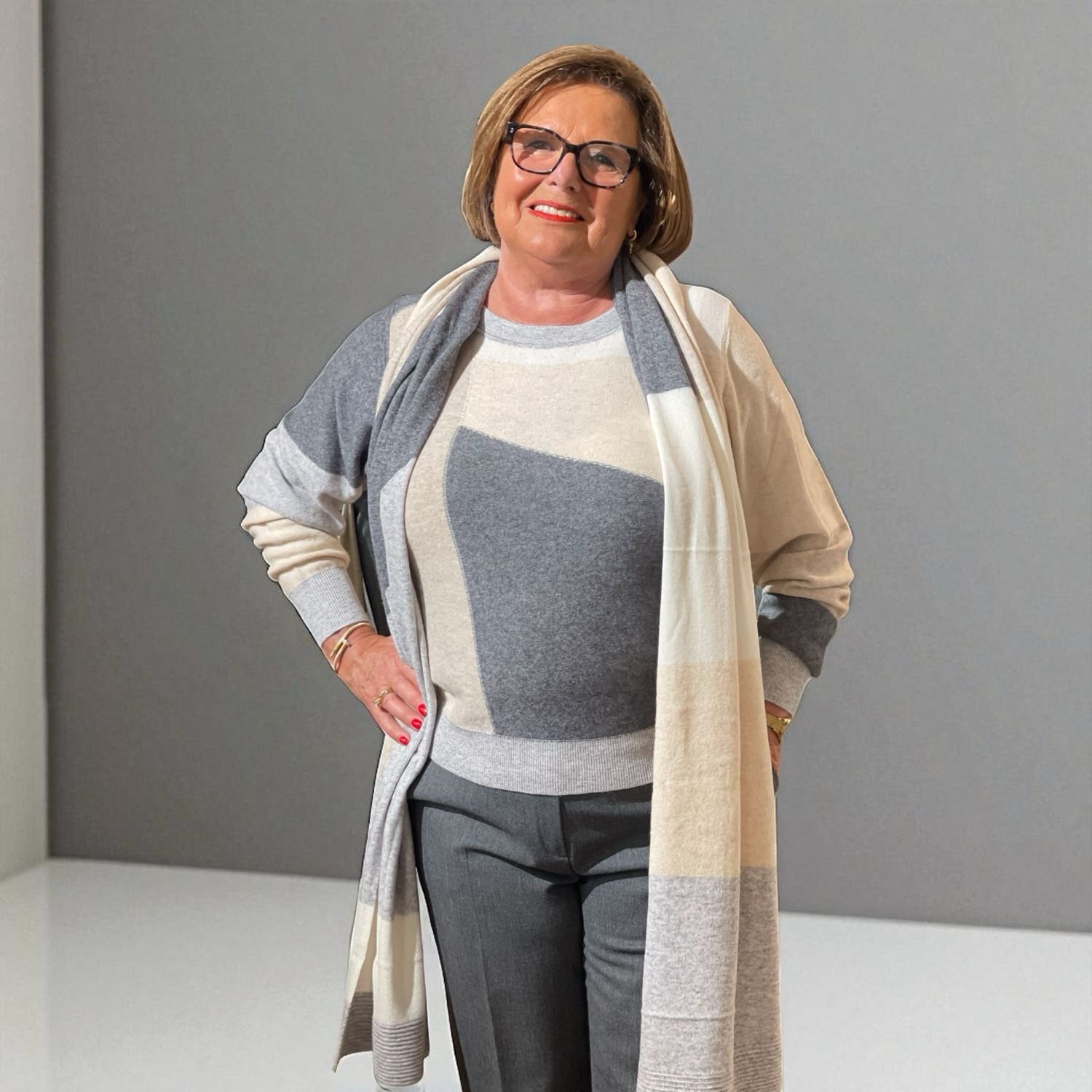 SJAAL VAN MARIE MERO SC83/GRE+BEI+ANT GREY/BEIGE