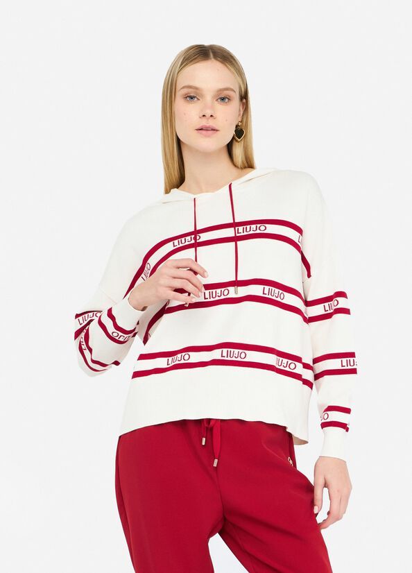 PULL VAN LIU JO TF5216-MS63L C3752 BIANCO LATTE/CILIEGI