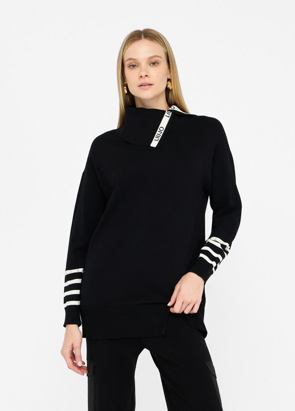 PULL VAN LIU JO TF5218-MS63L 03N66 NERO/BIANCO LATTE