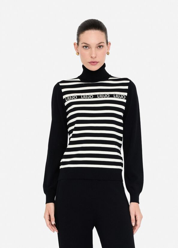 PULL VAN LIU JO TF5219-MS63L 03N66 NERO/BIANCO LATTE