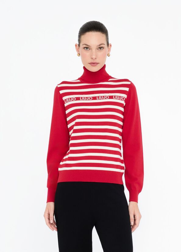 PULL VAN LIU JO TF5219-MS63L C3751 CILIEGIA/BIANCO LATT