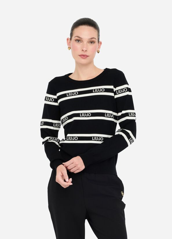 PULL VAN LIU JO TF5303-MS63L 03N66 NERO/BIANCO LATTE
