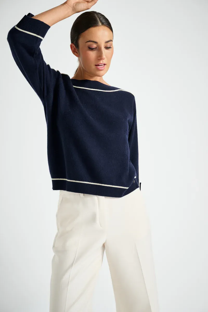 PULL VAN MARIE MERO PU67/NAV+CRE NAVY/CREME