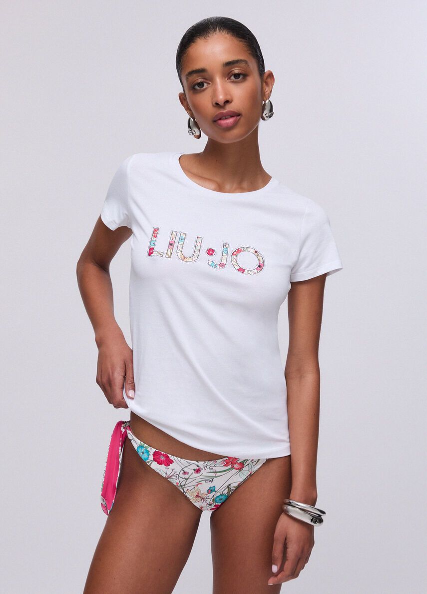 T-SHIRT VAN LIU JO VA6169-JS003 Q9136 BIANCO/FLOWERS