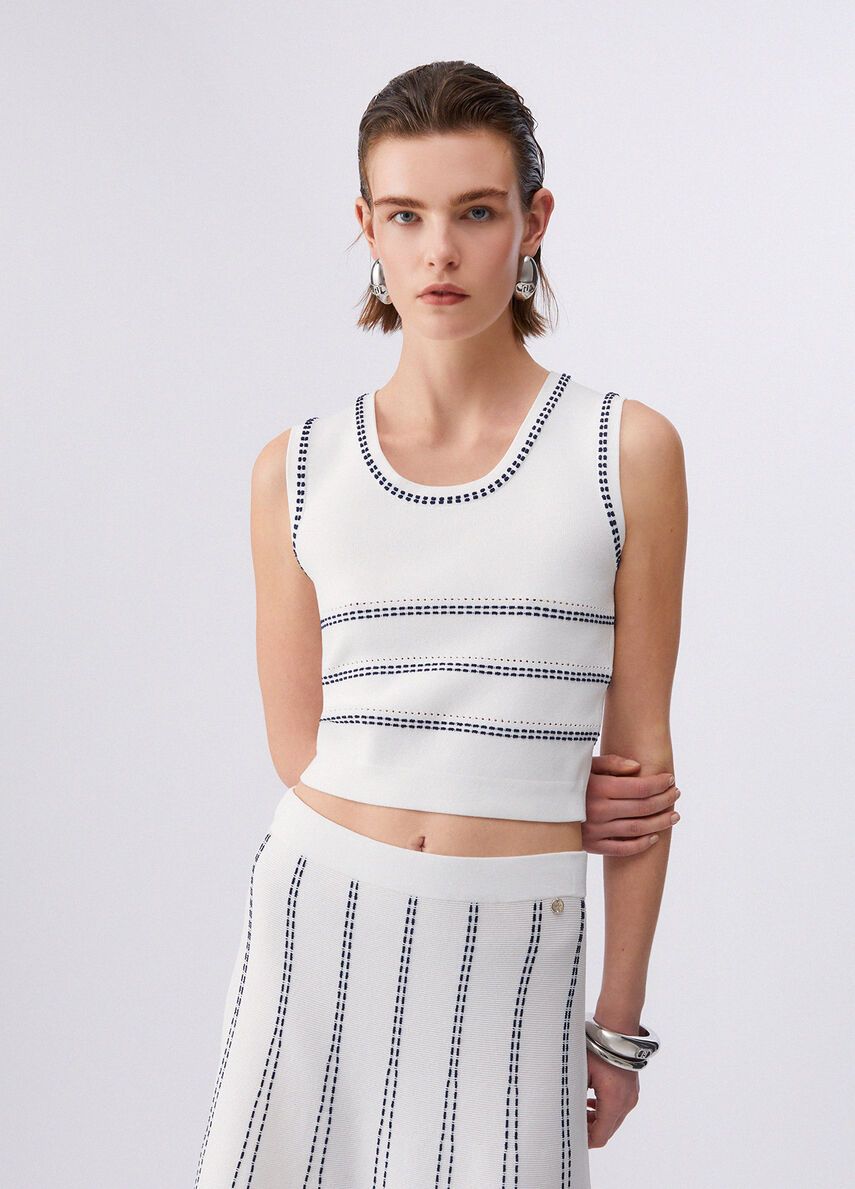 TOP VAN LIU JO WA6146-MA81R 03A83 B.CO LANA/BLU NAVY