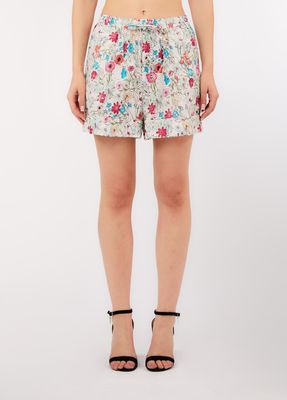 SHORT VAN LIU JO VA6099-T531A P9271 WHITE SUMMER FLOWER