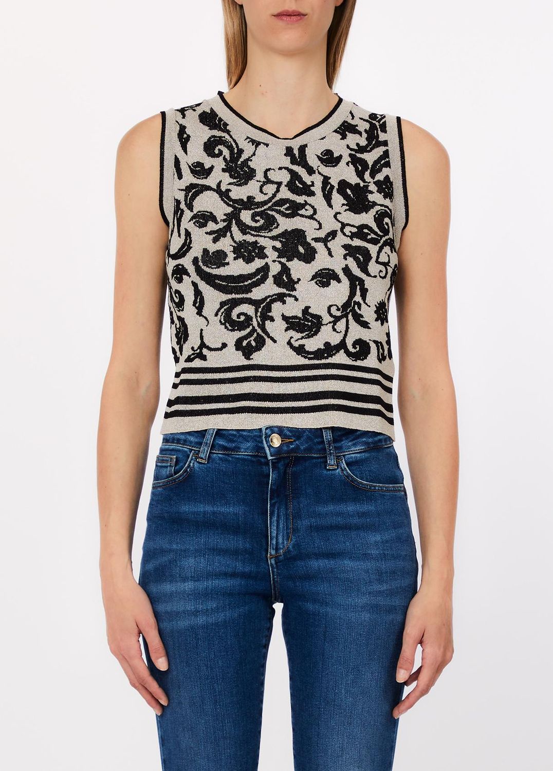 TOP VAN LIU JO WA6447-MA587 P9564 JACQ.ARAB.WHITE/BLAC