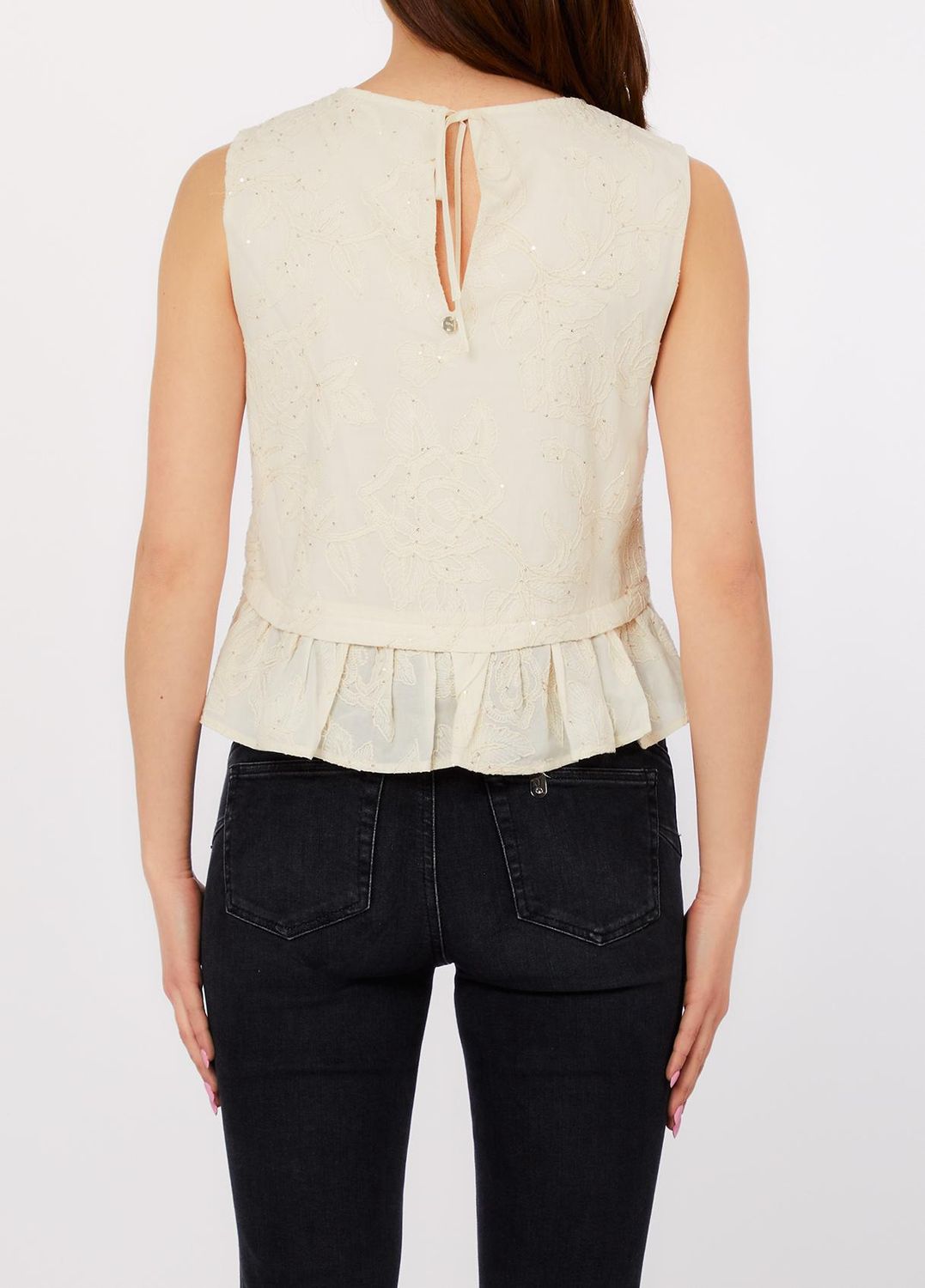 TOP VAN LIU JO WA6453-T472A P9417 NATURAL FLOWER SEQUI