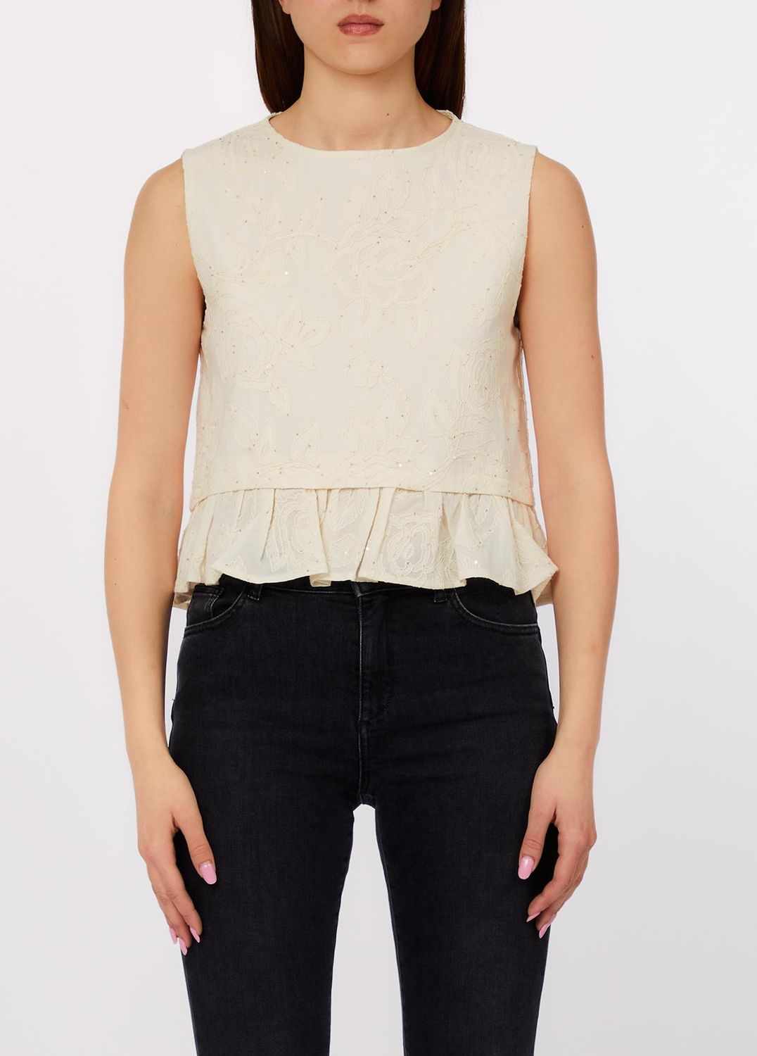 TOP VAN LIU JO WA6453-T472A P9417 NATURAL FLOWER SEQUI