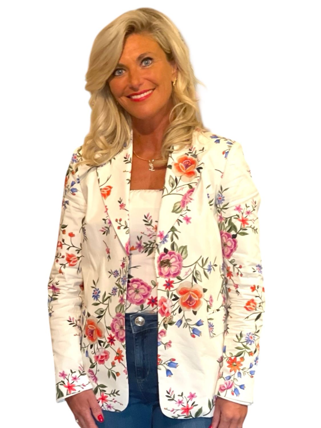 BLAZER VAN LIU JO CA6337-T589A P9669 GLAM WHITE BLOSSOM