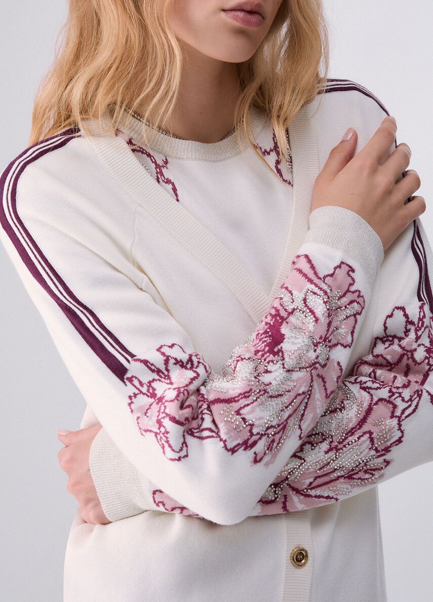 GILET VAN LIU JO TF6093-MS49I D3041 BCO LANA/TEA ROSE+VI