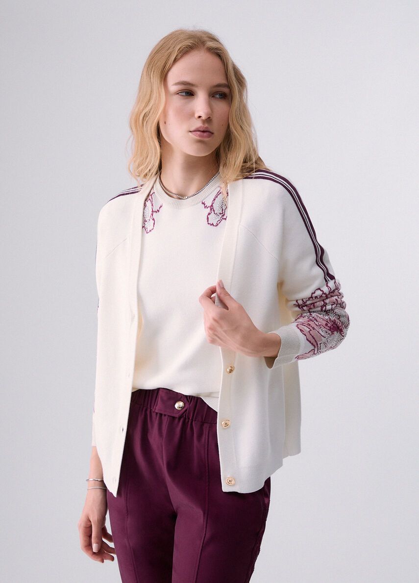 GILET VAN LIU JO TF6093-MS49I D3041 BCO LANA/TEA ROSE+VI