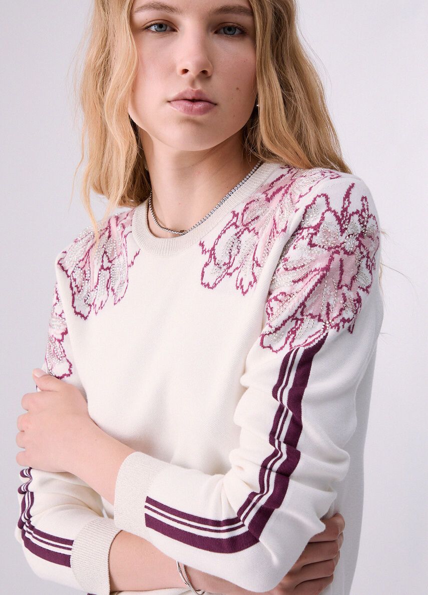 PULL VAN LIU JO TF6094-MS49I D3041 BCO LANA/TEA ROSE+VI