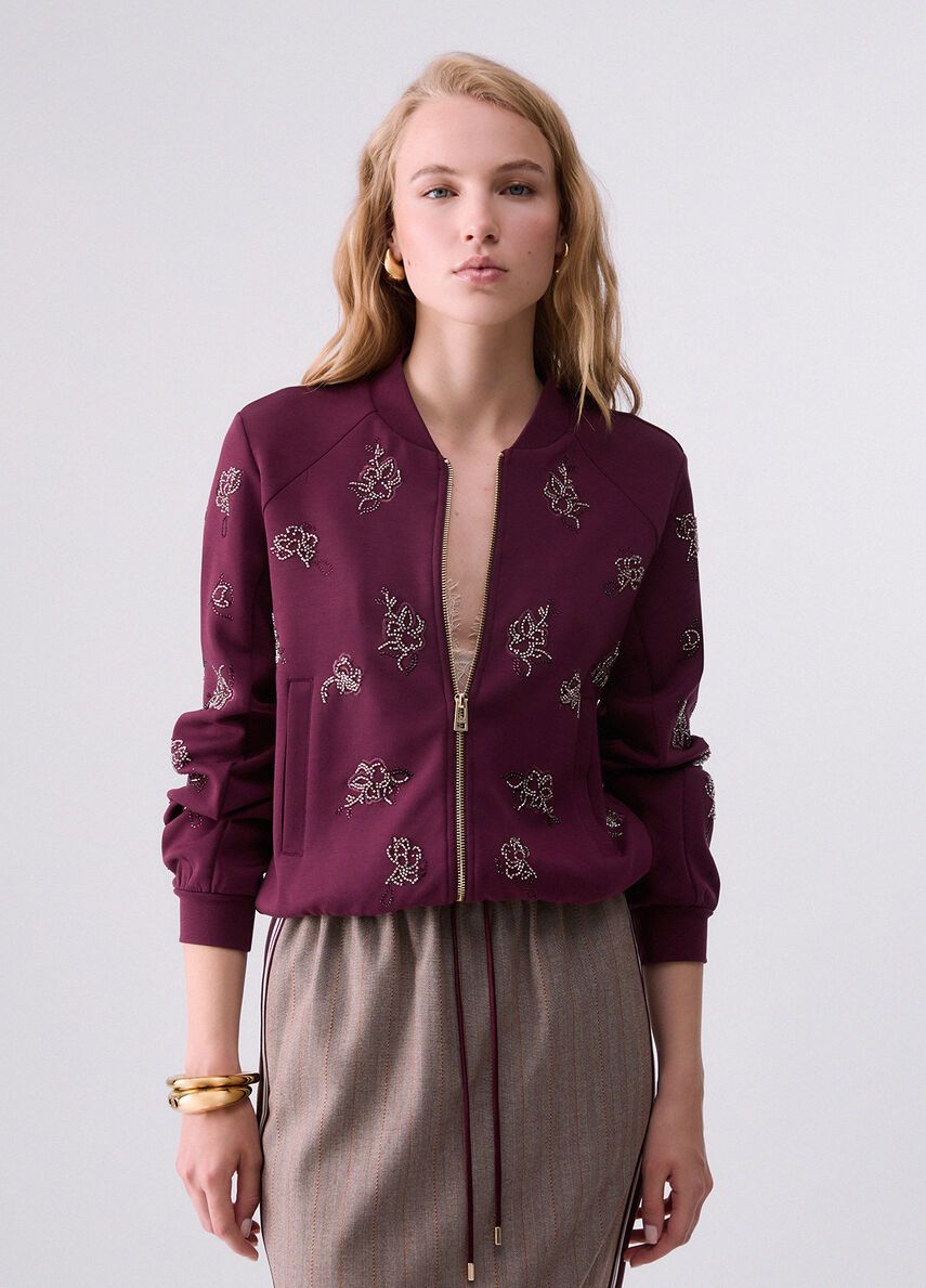 SWEATER VAN LIU JO TF6133-J3958 L9576 RED AUBER/ALL OV.FLO