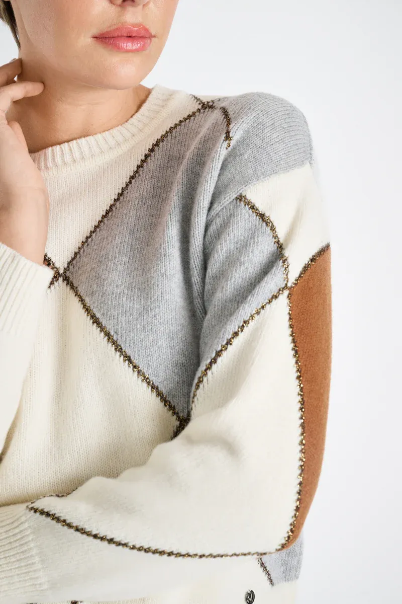 PULL VAN MARIE MERO PU28/CRE+BRO+GRE CREME/BROWN/GREY