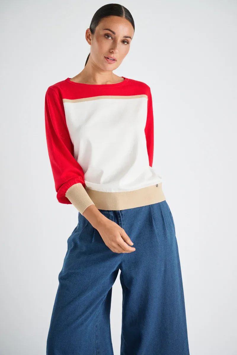 PULL VAN MARIE MERO PU11/CRE+RED+BEI CREME/RED/BEIGE