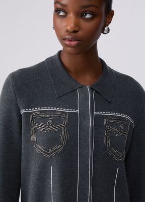 GILET VAN LIU JO TF6076-MS59L D3031 ACCIAIO MEL/BCO LANA