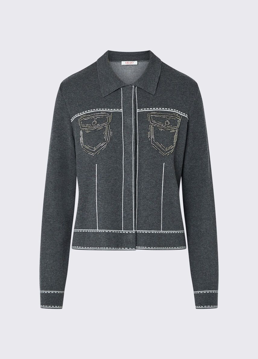 GILET VAN LIU JO TF6076-MS59L D3031 ACCIAIO MEL/BCO LANA