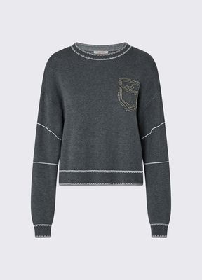 PULL VAN LIU JO TF6180-MS59L D3031 ACCIAIO MEL/BCO LANA