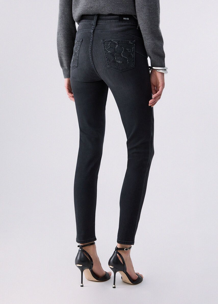 BROEK VAN LIU JO UF6013-D0305 87505 DEN.BLACK SPARKLING
