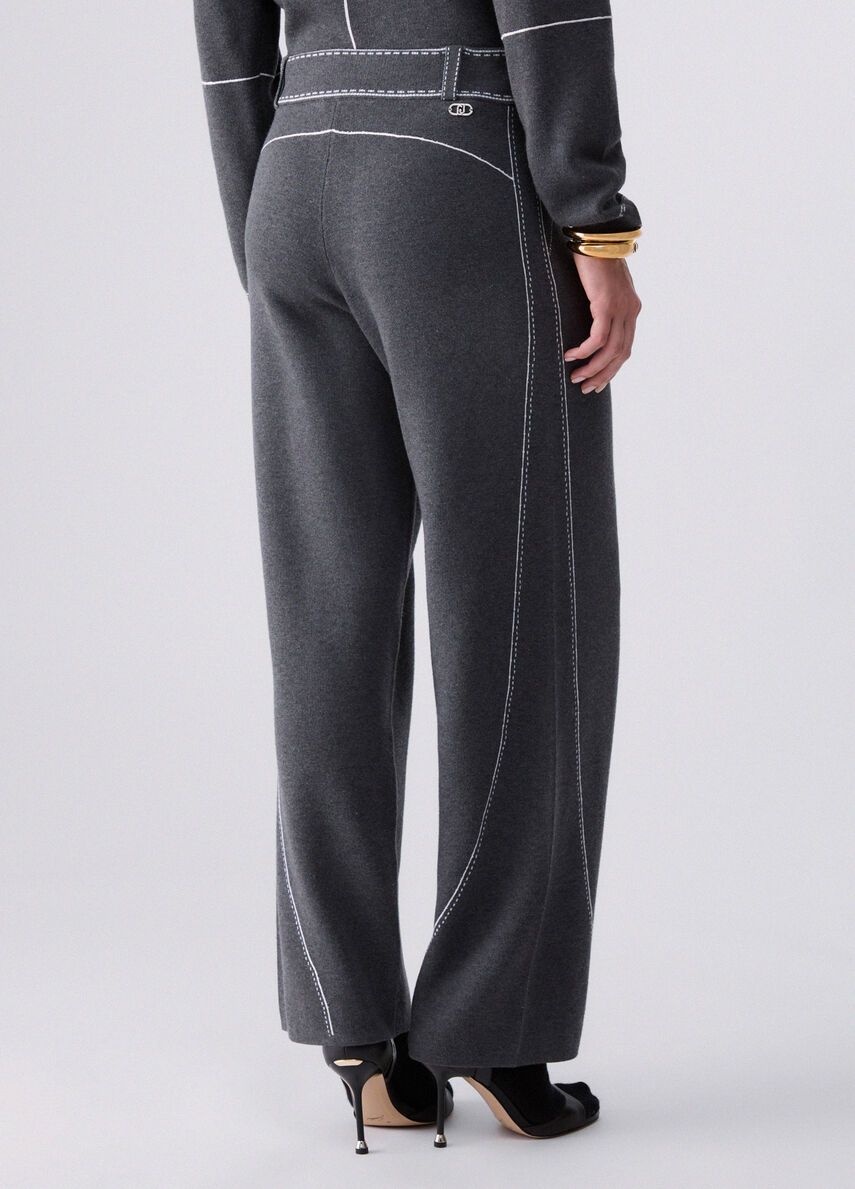 BROEK VAN LIU JO TF6077-MS59L D3031 ACCIAIO MEL/BCO LANA