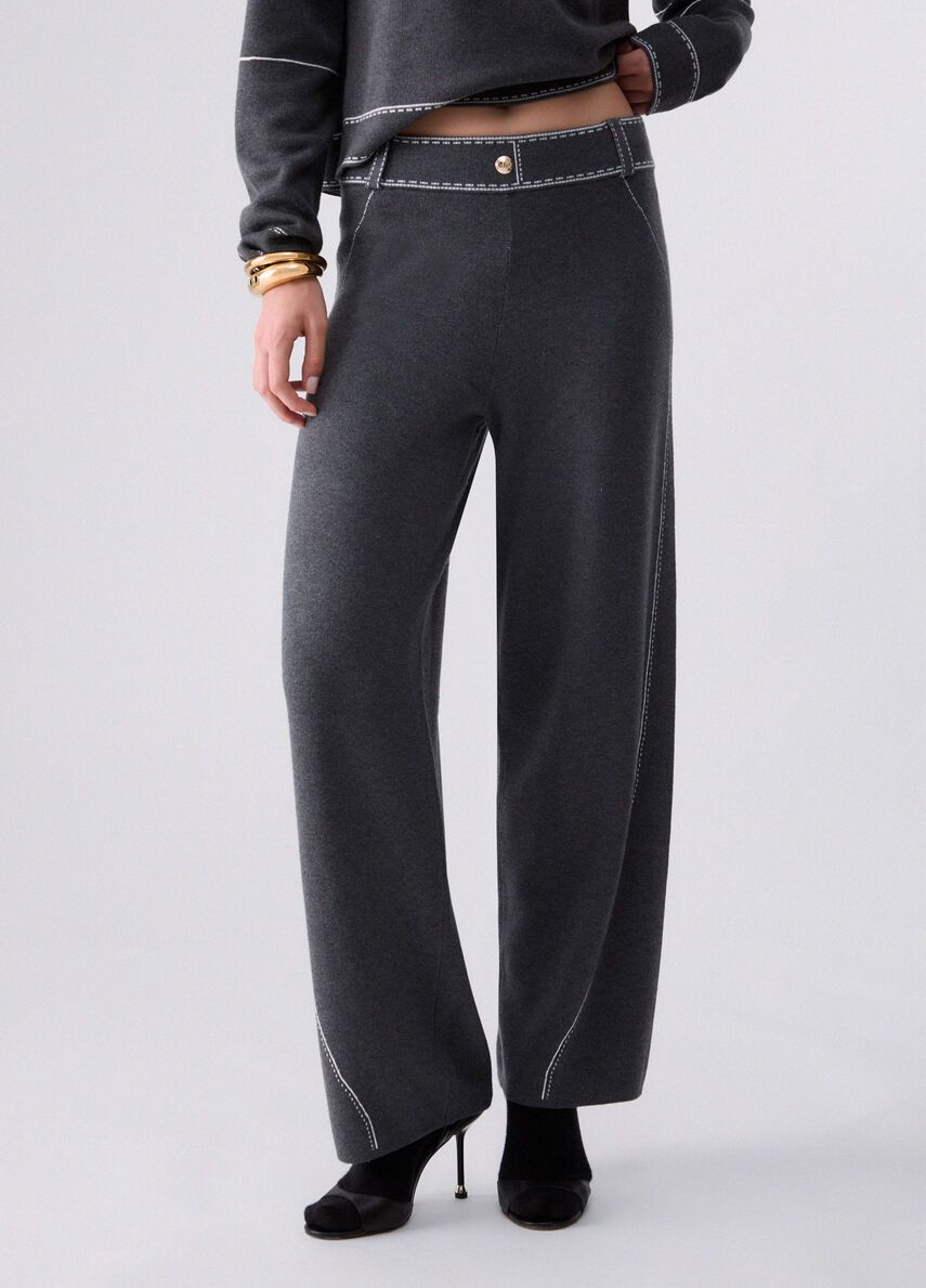 BROEK VAN LIU JO TF6077-MS59L D3031 ACCIAIO MEL/BCO LANA