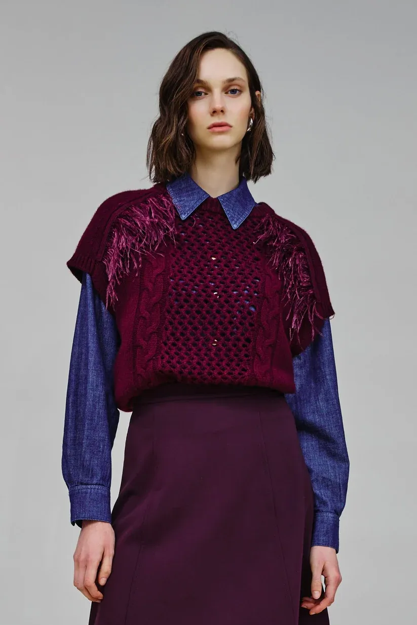 PULL VAN NENETTE 42BB-MENTA 0565 BORGOGNA