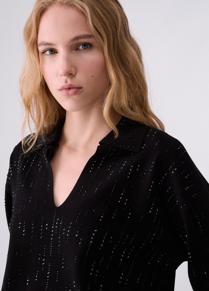 PULL VAN LIU JO CF6161-MS99E L9605 NERO/SPARKLE STRIPE