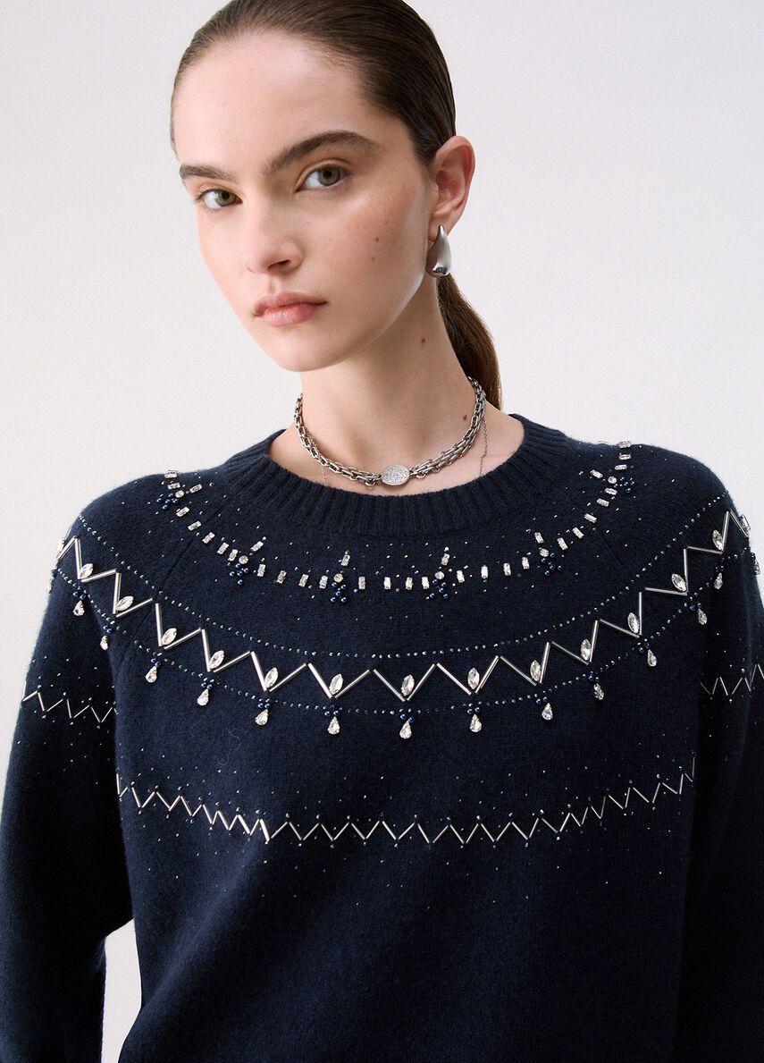 PULL VAN LIU JO WF6371-MS009 L9528 NUIT NOIR FAIR ISLE