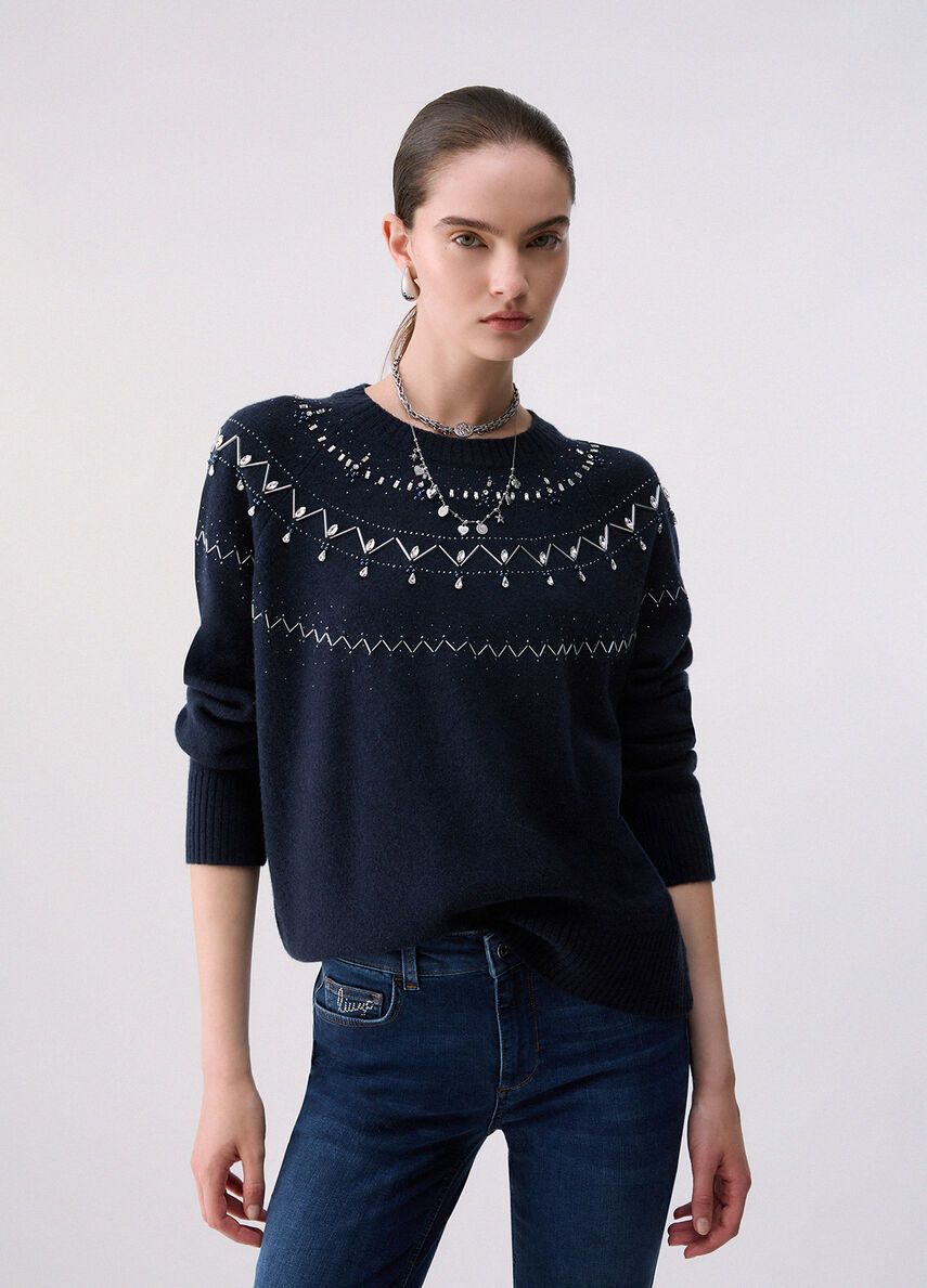 PULL VAN LIU JO WF6371-MS009 L9528 NUIT NOIR FAIR ISLE